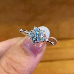 轻奢玫瑰金色繁星六爪仿真莫桑石1克拉雪花高级感求订婚钻戒指女