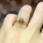 轻奢玫瑰金色繁星六爪仿真莫桑石1克拉雪花高级感求订婚钻戒指女