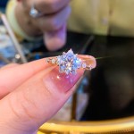 轻奢玫瑰金色繁星六爪仿真莫桑石1克拉雪花高级感求订婚钻戒指女