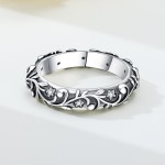 跨境现货白铜花纹戒指原创小众简约个性欧美时尚指环批发镶锆石