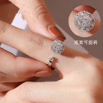 跨境爆款旋转戒指女小清新轻奢开口食指戒时来运转闪钻指环送女友