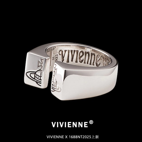 西太后VIvienne刻印戒指对版土星开口指环男女高版本个性logo批发