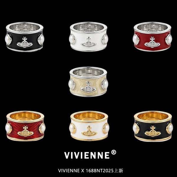 Vivienne西太后国王戒指星球指环土星贝母彩色珐琅滴胶宽版滴油