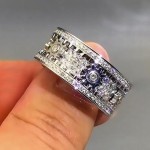 跨境热销满钻旋转齿轮可转动满天星戒指男女情侣指环个性时尚饰品