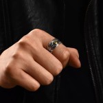 复古恶魔之眼戒指男潮个性羽毛眼睛开口食指戒上帝之眼男士单身戒