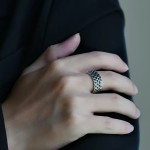 复古龙鳞戒指男潮流个性冷淡风食指戒时尚做旧仿泰银逆鳞开口指环