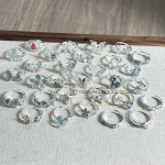 星蓝花屿童话风冰蓝渐变氛围感蝴蝶花朵戒指女小众设计感甜酷指环