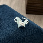 星蓝花屿童话风冰蓝渐变氛围感蝴蝶花朵戒指女小众设计感甜酷指环