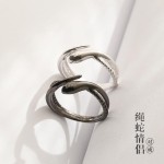 绳蛇情侣戒指男女一对潮流个性蛇形开口指环时尚生肖蛇情侣对戒