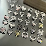 ins冷淡风流苏个性戒指女小众设计感爱心蝴蝶结几何甜酷叠戴指环