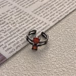 暗黑血月褶皱不规则小众设计冷淡风高级感食指戒指环开口可调节女