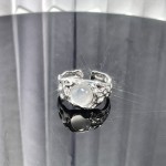 欧美潮酷质感蛋白石个性开口戒指女ins冷淡风气质百搭精致食指戒