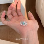 海纹宝石宽面珍珠闪钻戒指女轻奢小众气质名媛食指戒