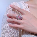 新款珠宝饰品戒指鸽血红彩锆环形欧美风轻奢高级感可调节戒指女士