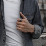 复古溯戒指男潮流嘻哈风开口指环时尚简约个性仿泰银男士单身戒