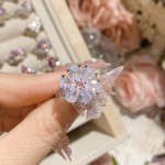山茶新款超仙公主粉宝石戒指合集 镀金闪钻璀璨繁星设计开口戒指