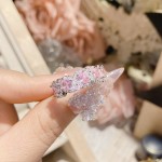 山茶新款超仙公主粉宝石戒指合集 镀金闪钻璀璨繁星设计开口戒指