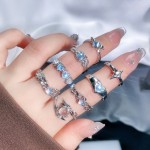 个性肌理月光石开口戒指女ins冷淡风气质甜酷时尚小众高级感指环