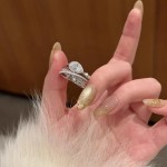 法式轻奢高级感多层水滴镶钻戒指交叉缠绕小众设计精致奢华食指戒