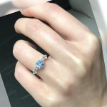 外贸热销高仿天然圣玛利亚正圆海蓝宝轻奢百搭戒指高级感戒指女