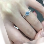外贸热销高仿天然圣玛利亚正圆海蓝宝轻奢百搭戒指高级感戒指女