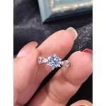 外贸热销高仿天然圣玛利亚正圆海蓝宝轻奢百搭戒指高级感戒指女