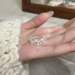 简约冷淡风栀子花戒指森系小众清冷感百搭花朵可调节指环新款
