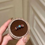 夏日多巴胺锆石戒指女轻奢高级感彩虹四叶草指环精致百搭潮流手饰