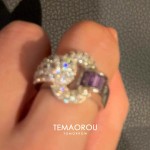 几何满钻圆环扣爆闪紫钻戒指女精致高级不易掉色指环食指戒指
