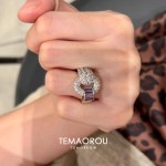 几何满钻圆环扣爆闪紫钻戒指女精致高级不易掉色指环食指戒指