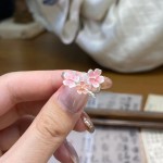 新中式珐琅彩樱花戒指环开口调节女士简约高级感