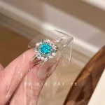 蓝楹花~清冷蓝钻花环戒指帕拉伊巴轻奢显白高级感开口戒