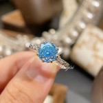 法式轻奢手工拉丝八角千禧玫瑰切海蓝宝戒指时尚高碳钻玫瑰花钻戒
