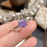 法式轻奢手工拉丝八角千禧玫瑰切海蓝宝戒指时尚高碳钻玫瑰花钻戒