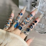 冷淡风个性轻奢小众复古宝蓝锆石开口戒指女高级感简约时尚食指戒