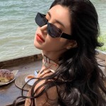 跨境防紫外线百搭太阳镜潮流曲面猫眼墨镜女款简约高级感太阳眼镜