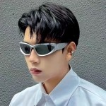 潮流网红跨境科技感炫酷太阳眼镜高级朋克机械费银色护目批发墨镜