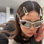 潮流网红跨境科技感炫酷太阳眼镜高级朋克机械费银色护目批发墨镜