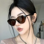 街拍防紫外线韩版开车复古太阳镜男女款韩版新款防晒批发猫眼墨镜