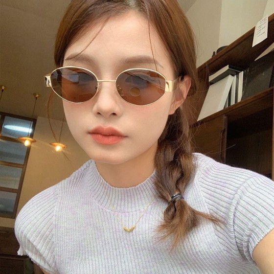 太阳镜女夏季新款欧美个性椭圆金属墨镜ins网红高级感大框眼镜男