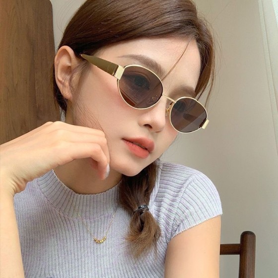 太阳镜女夏季新款欧美个性椭圆金属墨镜ins网红高级感大框眼镜男
