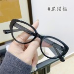 新款复古猫眼黑框平光镜防蓝光小脸素颜女眼镜框