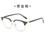 感光变色半框眼镜男款大脸防蓝光时尚眼镜女可配度数平光眼睛