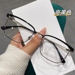 防蓝光新款复古商务眼镜框金属半眉毛奶咖色眼镜架眼镜男潮流