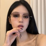 新款无框气质眼镜防蓝光高清感光变色眼镜女方框平光镜眼镜架
