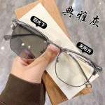 半框眼镜变色高颜值男可配度数网红防蓝光平光镜女