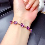 抖音直播热卖紫水晶手链彩宝手链女 小众设计满钻蛋形面手饰品