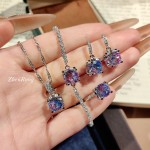 经典牛头八角玫瑰切帕拉伊巴吊坠项链炫彩钻耳钉粉钻戒指海蓝手链