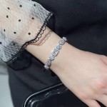 高碳钻网红手链女ins小众设计 镀s925纯银冷淡风仿莫桑钻手链女