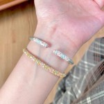 【精工】「花间棠」描金春樱金缕樱花手镯女手工开口手饰手环饰品